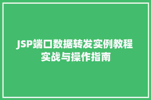 JSP端口数据转发实例教程实战与操作指南