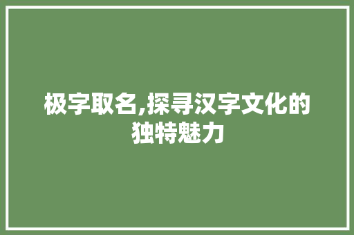 极字取名,探寻汉字文化的独特魅力