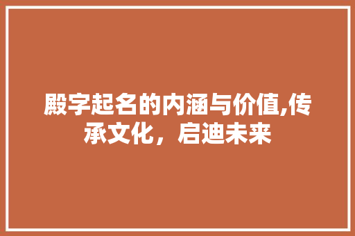 殿字起名的内涵与价值,传承文化，启迪未来