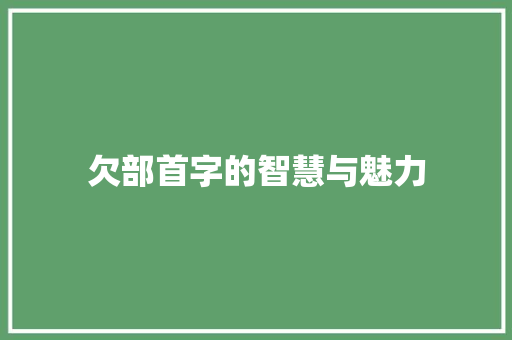欠部首字的智慧与魅力