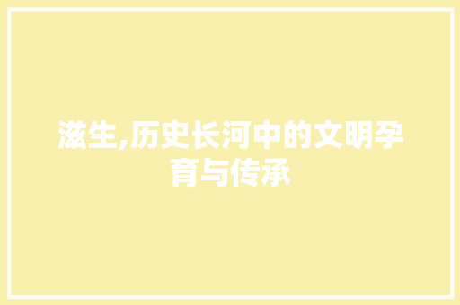 滋生,历史长河中的文明孕育与传承