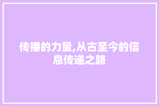传播的力量,从古至今的信息传递之路