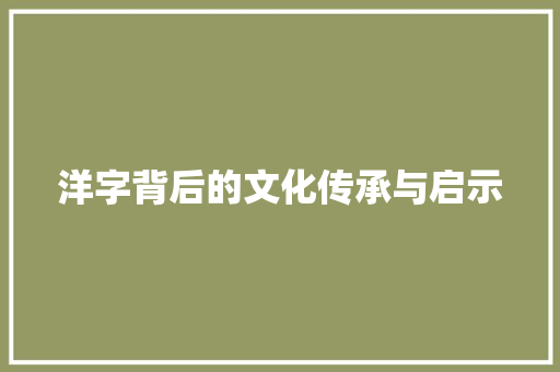 洋字背后的文化传承与启示