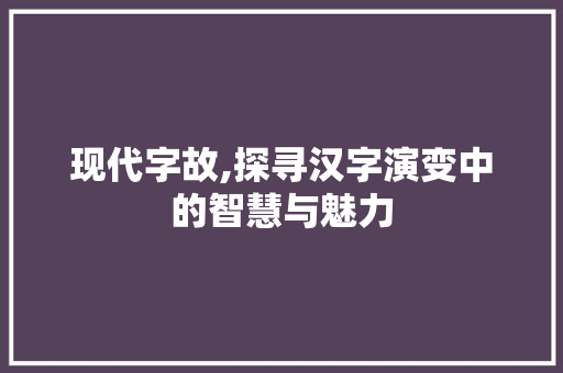 现代字故,探寻汉字演变中的智慧与魅力