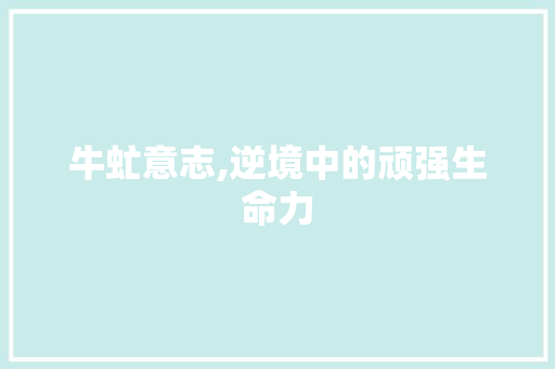 牛虻意志,逆境中的顽强生命力