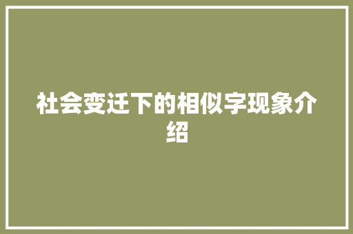 社会变迁下的相似字现象介绍