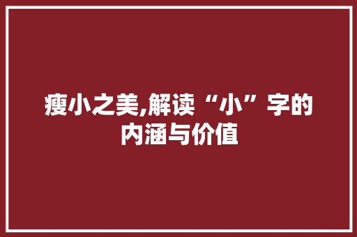 瘦小之美,解读“小”字的内涵与价值