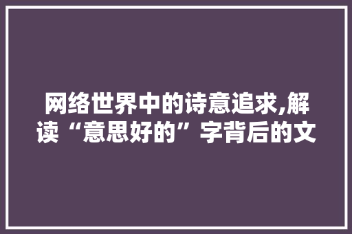 网络世界中的诗意追求,解读“意思好的”字背后的文化内涵