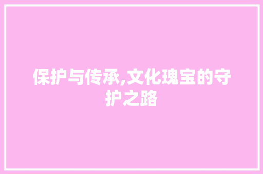 保护与传承,文化瑰宝的守护之路