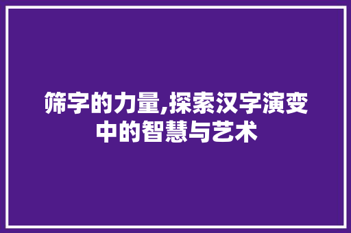 筛字的力量,探索汉字演变中的智慧与艺术  第1张