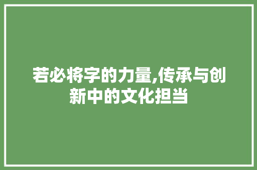 若必将字的力量,传承与创新中的文化担当  第1张