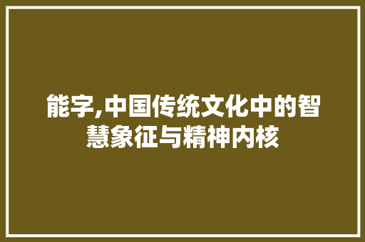 能字,中国传统文化中的智慧象征与精神内核