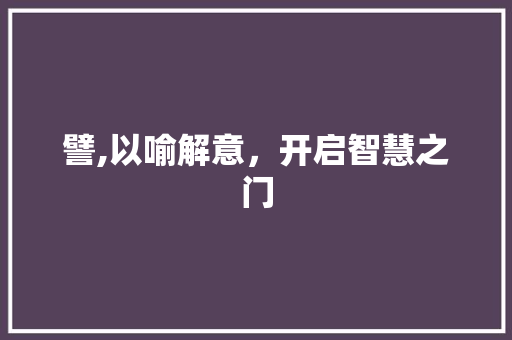 譬,以喻解意，开启智慧之门