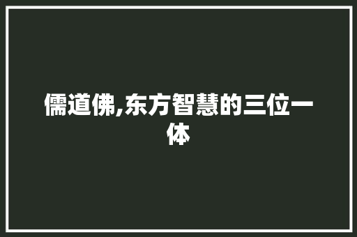 儒道佛,东方智慧的三位一体