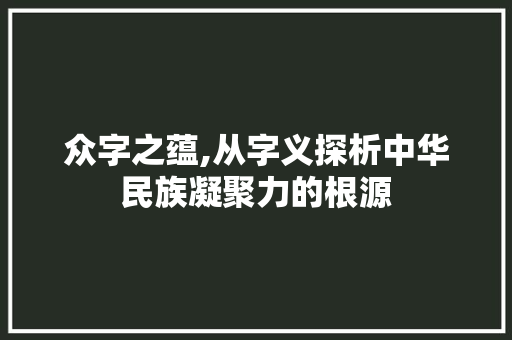 众字之蕴,从字义探析中华民族凝聚力的根源