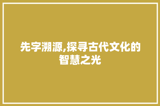 先字溯源,探寻古代文化的智慧之光