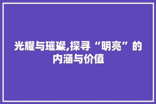 光耀与璀璨,探寻“明亮”的内涵与价值 第1张 光耀与璀璨,探寻“明亮”的内涵与价值 第1张