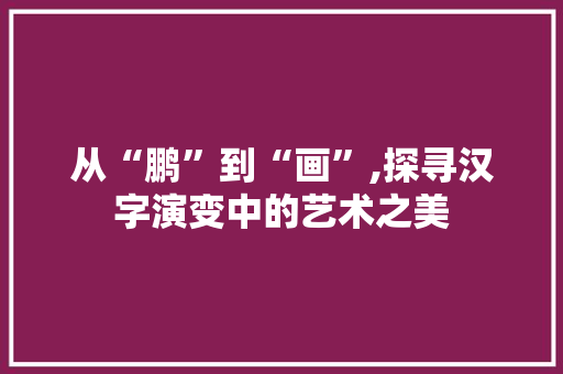 从“鹏”到“画”,探寻汉字演变中的艺术之美