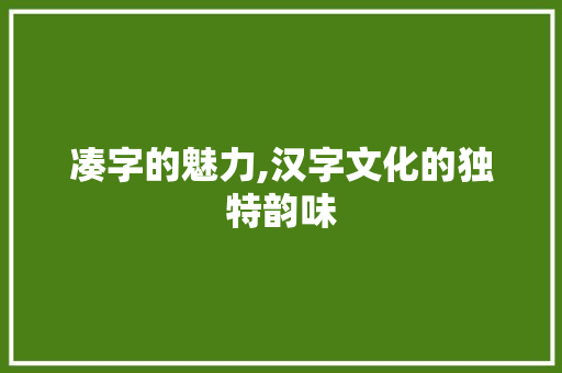 凑字的魅力,汉字文化的独特韵味