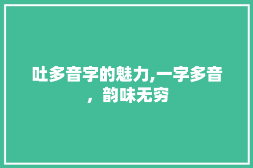 吐多音字的魅力,一字多音,韵味无穷