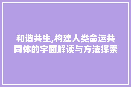 和谐共生,构建人类命运共同体的字面解读与方法探索