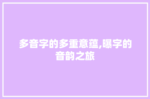 多音字的多重意蕴,曝字的音韵之旅