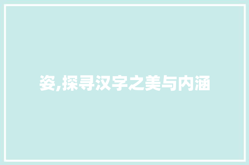 姿,探寻汉字之美与内涵