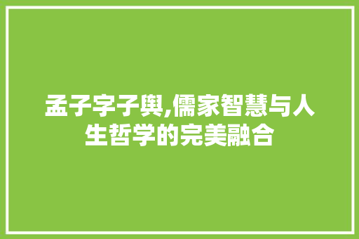 孟子字子舆,儒家智慧与人生哲学的完美融合