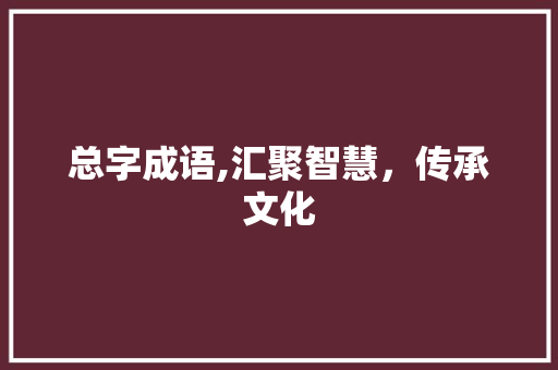 总字成语,汇聚智慧，传承文化