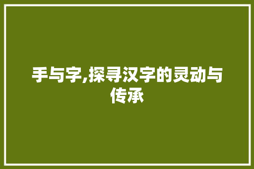 手与字,探寻汉字的灵动与传承
