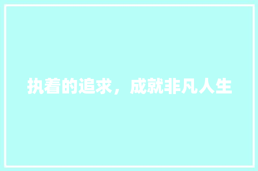 执着的追求，成就非凡人生  第1张