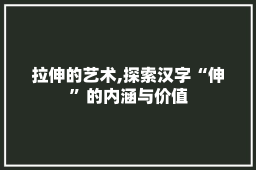 拉伸的艺术,探索汉字“伸”的内涵与价值