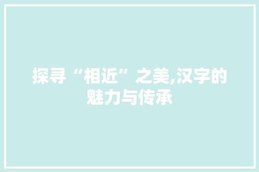 探寻“相近”之美,汉字的魅力与传承