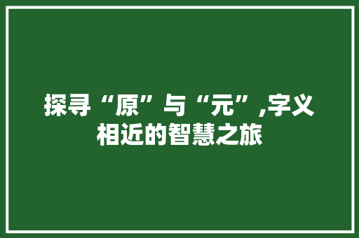 探寻“原”与“元”,字义相近的智慧之旅