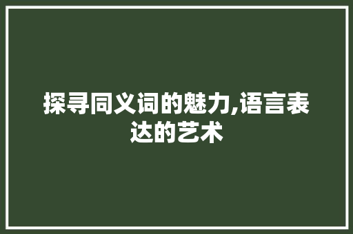 探寻同义词的魅力,语言表达的艺术