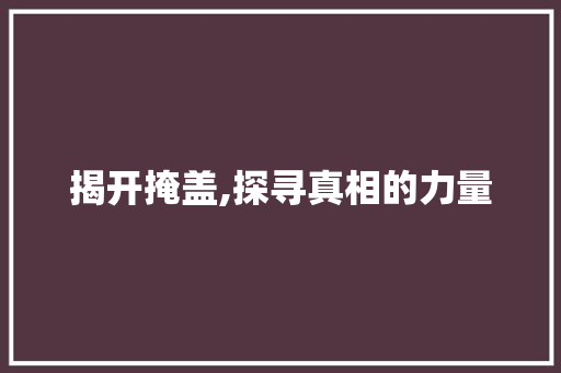 揭开掩盖,探寻真相的力量