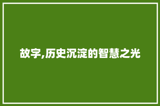 故字,历史沉淀的智慧之光