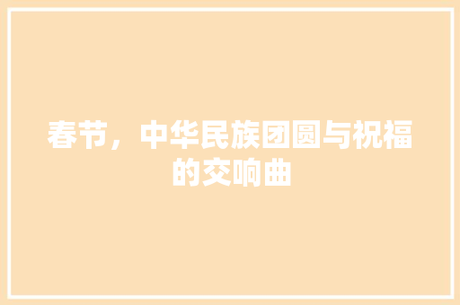 春节，中华民族团圆与祝福的交响曲