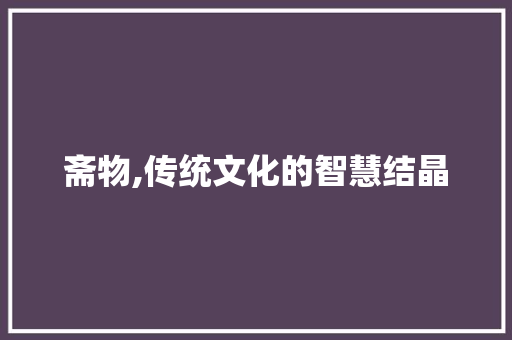 斋物,传统文化的智慧结晶