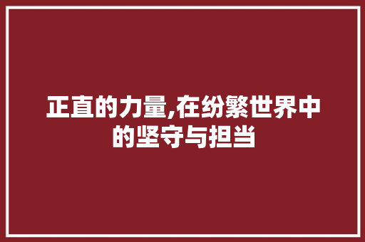 正直的力量,在纷繁世界中的坚守与担当