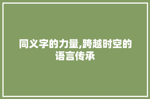 同义字的力量,跨越时空的语言传承