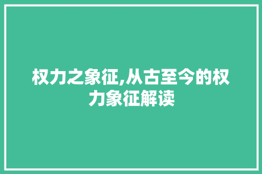 权力之象征,从古至今的权力象征解读  第1张