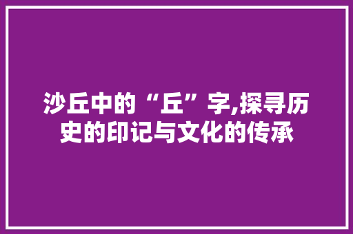 沙丘中的“丘”字,探寻历史的印记与文化的传承