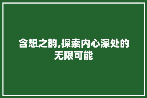 含想之韵,探索内心深处的无限可能