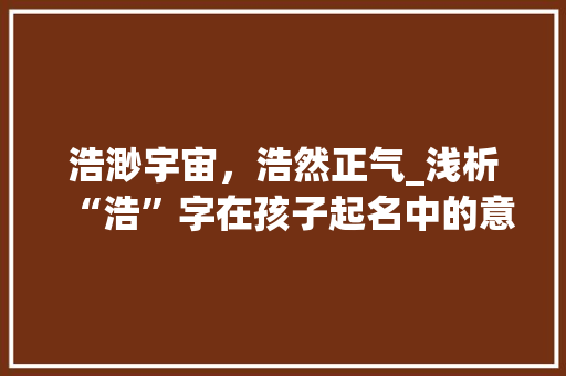 浩渺宇宙，浩然正气_浅析“浩”字在孩子起名中的意义与应用