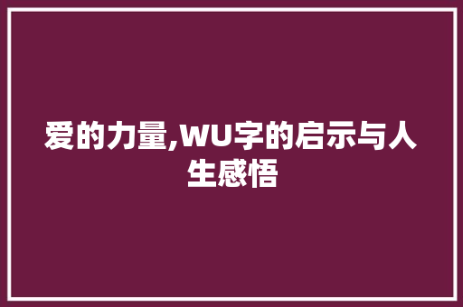 爱的力量,WU字的启示与人生感悟