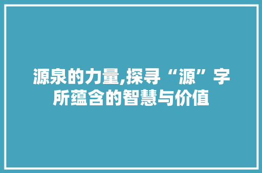 源泉的力量,探寻“源”字所蕴含的智慧与价值