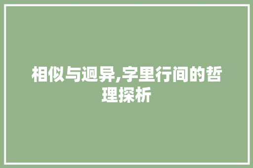 相似与迥异,字里行间的哲理探析