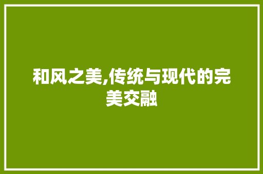 和风之美,传统与现代的完美交融