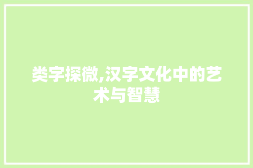 类字探微,汉字文化中的艺术与智慧
